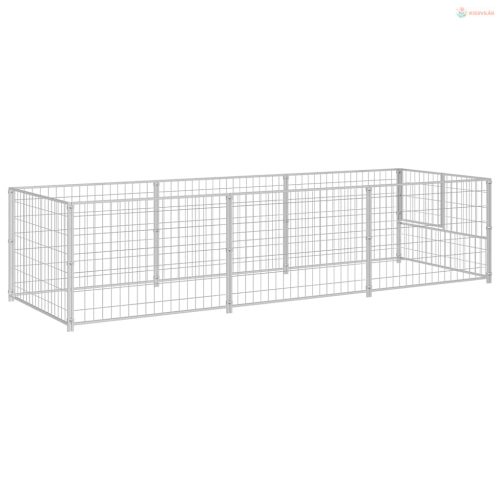 Ezüstszínű acél kutyakennel 3 m²