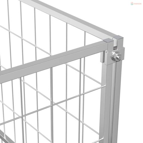 Ezüstszínű acél kutyakennel 3 m²