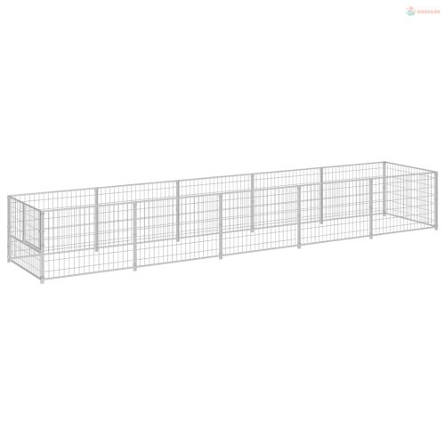 Ezüstszínű acél kutyakennel 5 m²