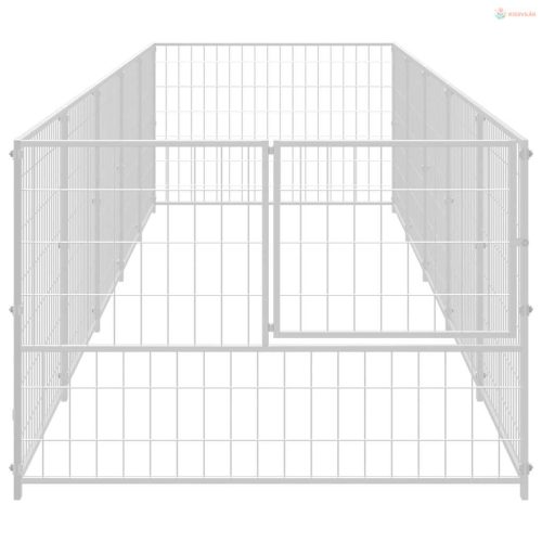 Ezüstszínű acél kutyakennel 5 m²