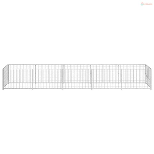 Ezüstszínű acél kutyakennel 5 m²