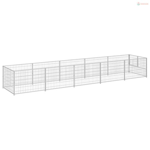Ezüstszínű acél kutyakennel 5 m²