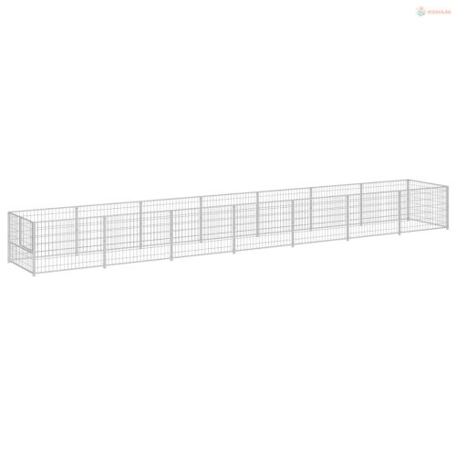 Ezüstszínű acél kutyakennel 7 m²