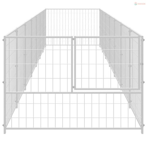 Ezüstszínű acél kutyakennel 7 m²