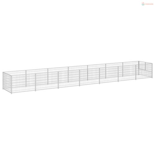 Ezüstszínű acél kutyakennel 7 m²