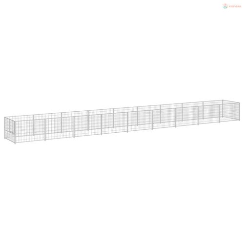 Ezüstszínű acél kutyakennel 9 m²