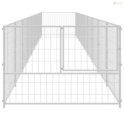 Ezüstszínű acél kutyakennel 9 m²