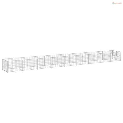 Ezüstszínű acél kutyakennel 9 m²