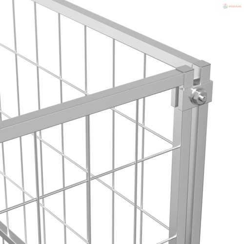 Ezüstszínű acél kutyakennel 9 m²