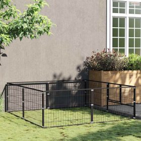 Fekete acél kutyakennel 4 m²