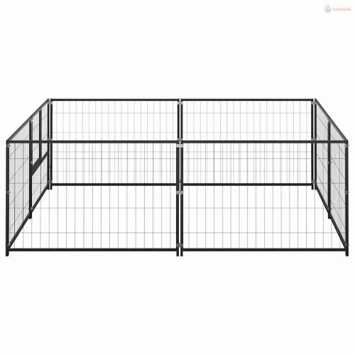 Fekete acél kutyakennel 4 m²