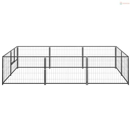 Fekete acél kutyakennel 6 m²