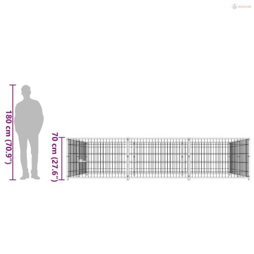 Fekete acél kutyakennel 6 m²