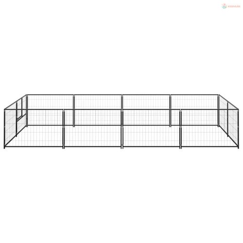 Fekete acél kutyakennel 8 m²
