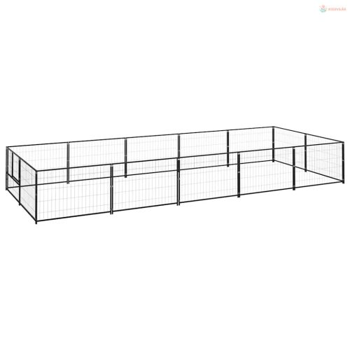 Fekete acél kutyakennel 10 m²