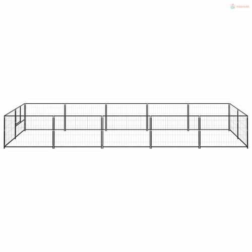 Fekete acél kutyakennel 10 m²