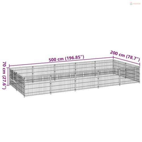 Fekete acél kutyakennel 10 m²