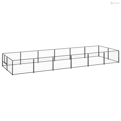 Fekete acél kutyakennel 12 m²