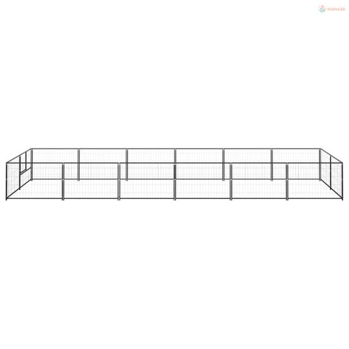 Fekete acél kutyakennel 12 m²