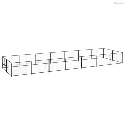 Fekete acél kutyakennel 14 m²