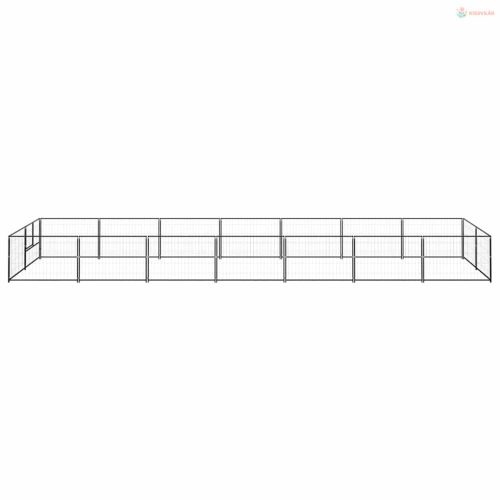 Fekete acél kutyakennel 14 m²