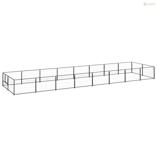 Fekete acél kutyakennel 16 m²