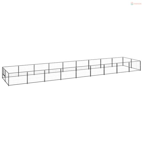 Fekete acél kutyakennel 18 m²