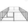 Fekete acél kutyakennel 20 m²