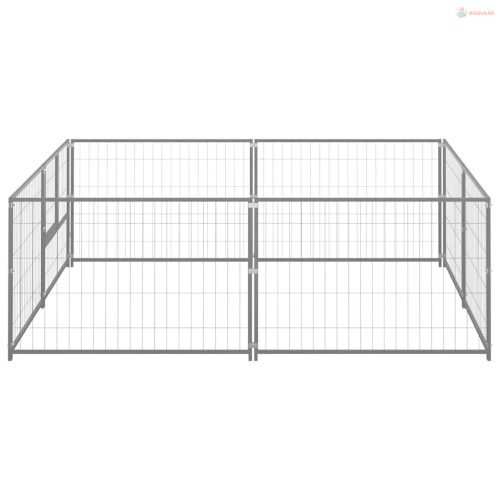 Ezüstszínű acél kutyakennel 4 m²