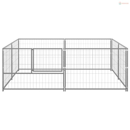 Ezüstszínű acél kutyakennel 4 m²