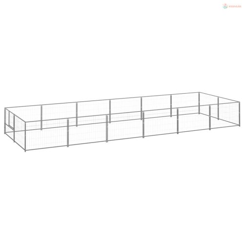 Ezüstszínű acél kutyakennel 12 m²