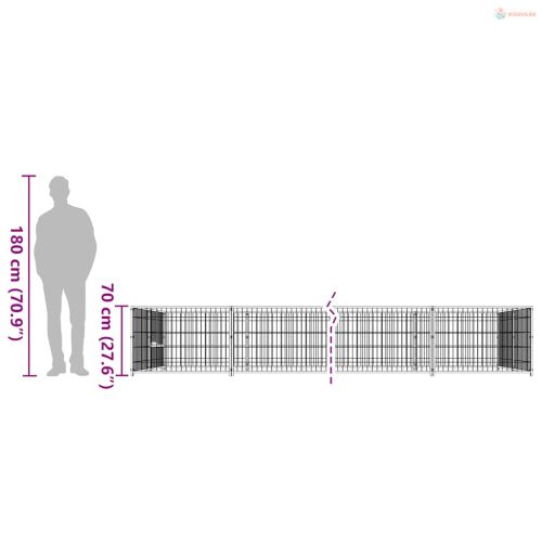 Ezüstszínű acél kutyakennel 12 m²