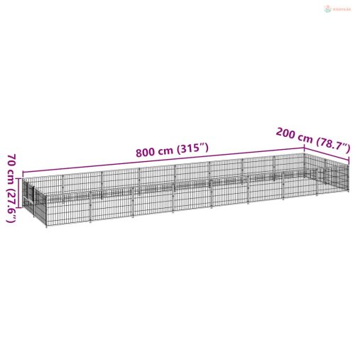 Ezüstszínű acél kutyakennel 16 m²