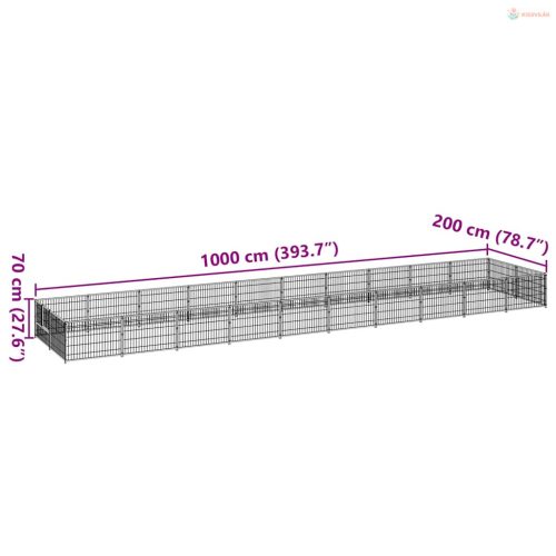 Ezüstszínű acél kutyakennel 20 m²