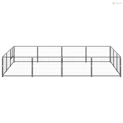 Fekete acél kutyakennel 12 m²