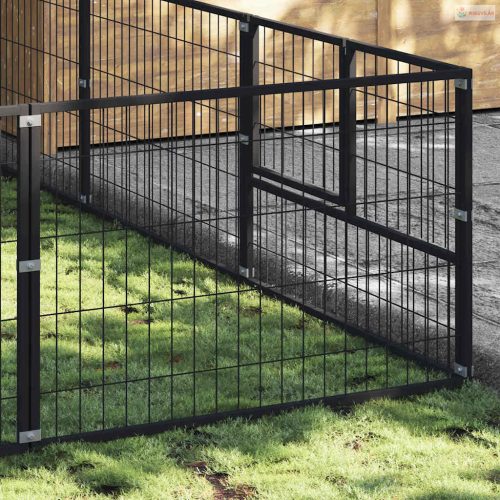 Fekete acél kutyakennel 15 m²