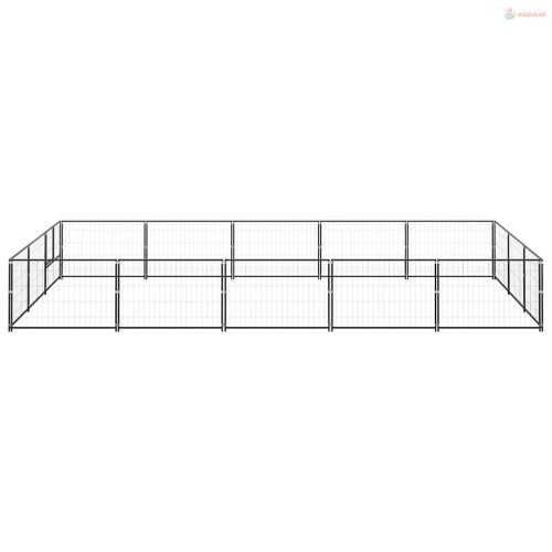 Fekete acél kutyakennel 15 m²