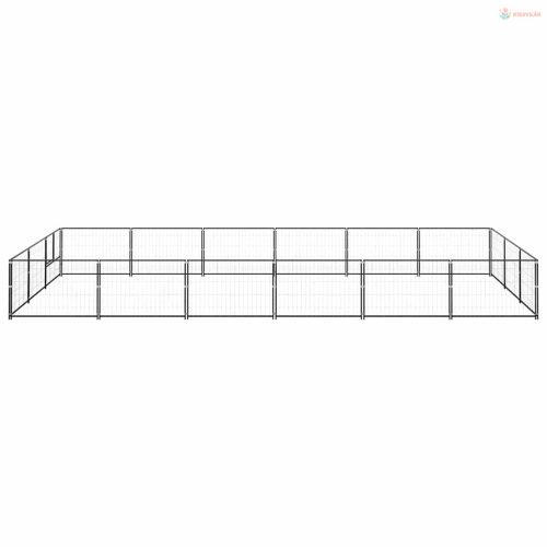 Fekete acél kutyakennel 18 m²