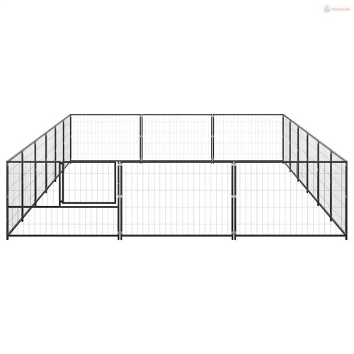 Fekete acél kutyakennel 18 m²