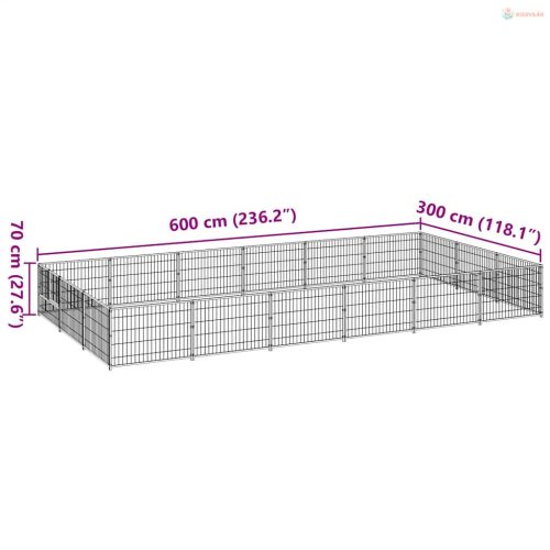 Fekete acél kutyakennel 18 m²