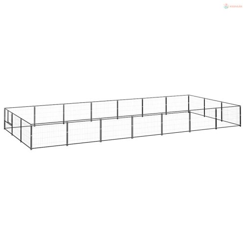 Fekete acél kutyakennel 21 m²