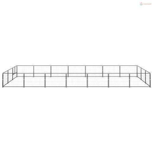 Fekete acél kutyakennel 21 m²