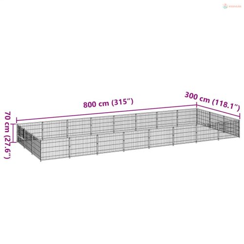 Fekete acél kutyakennel 24 m²