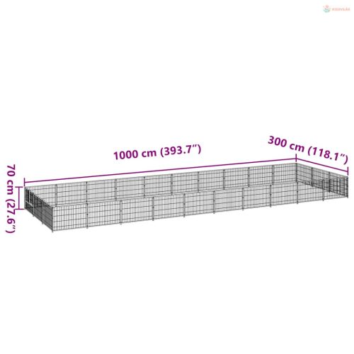 Fekete acél kutyakennel 30 m²