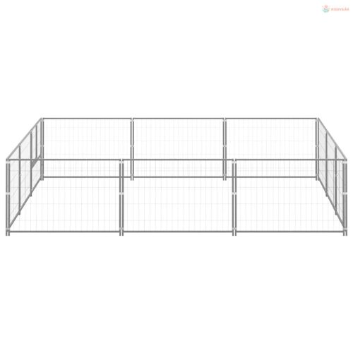 Ezüstszínű acél kutyakennel 9 m²