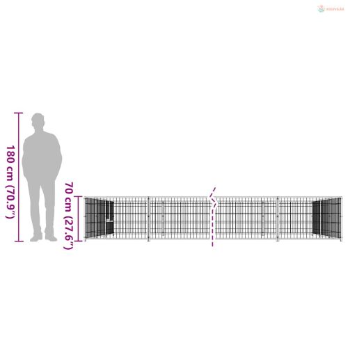 Ezüstszínű acél kutyakennel 15 m²