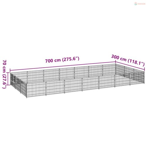 Ezüstszínű acél kutyakennel 21 m²