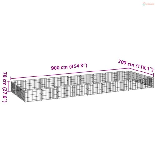 Ezüstszínű acél kutyakennel 27 m²