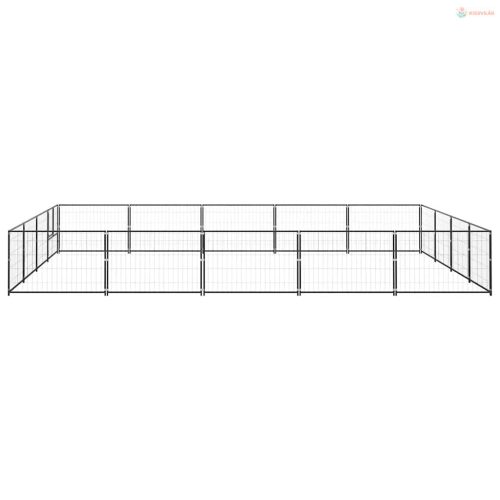 Fekete acél kutyakennel 20 m²
