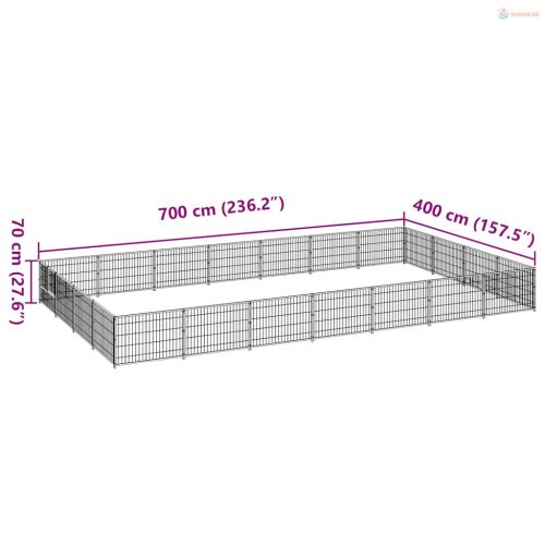Fekete acél kutyakennel 28 m²